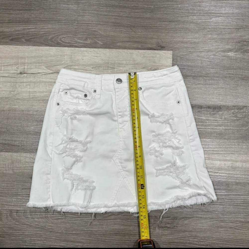 American Eagle Outfitters Jean Skirt white Denim Mini Distress - Picture 5 of 8